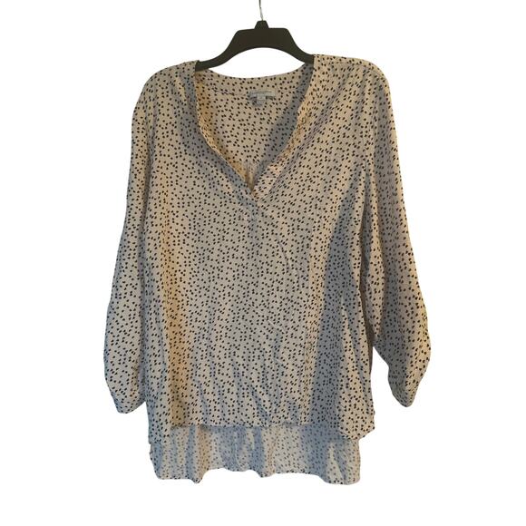GUC Carolina Belle Women's Cream/Black 3/4 Sleeve Rayon Blouse V Neck Size 2X - Picture 1 of 7